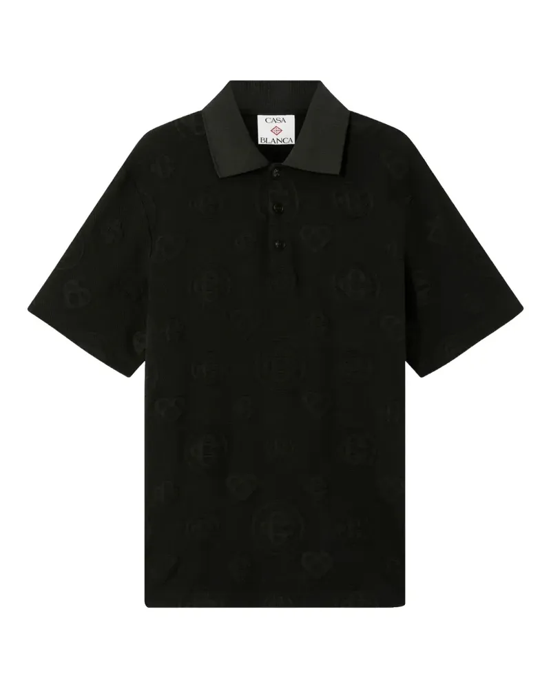 Casablanca Paris monogram-appliqué polo shirt - Schwarz Schwarz