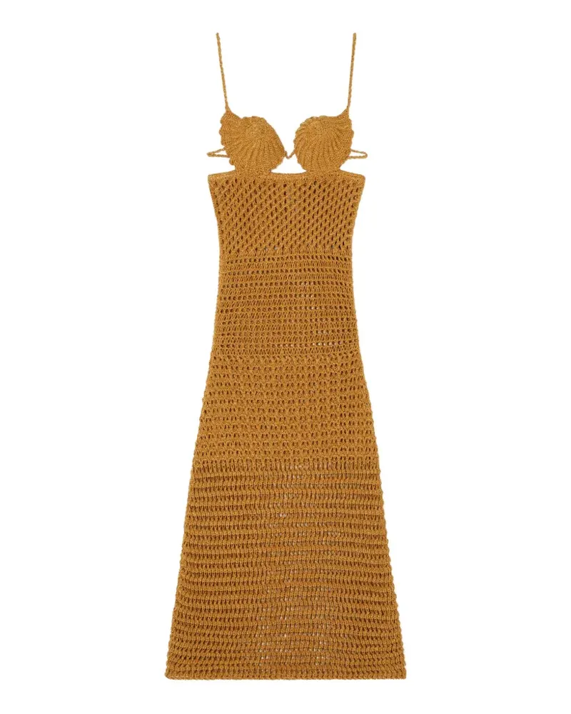 Alanui The Sound Of The Sea shell-crochet open-knit maxi dress - Braun Braun