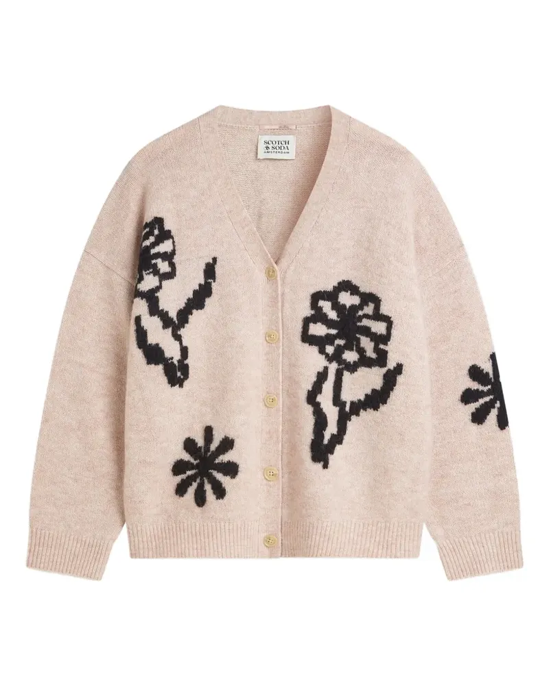 Scotch&Soda floral-intarsia knit cardigan - Rosa Rosa
