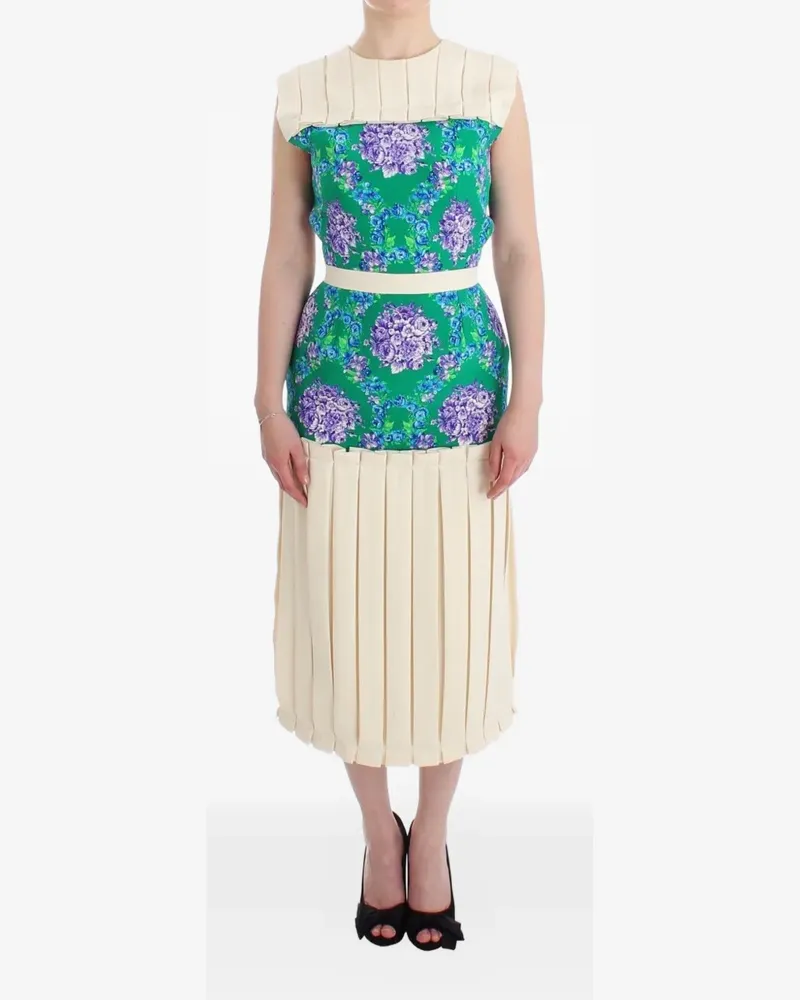 Caterina Gatta Plissiertes Midikleid mit Blumenprint - Nude Nude