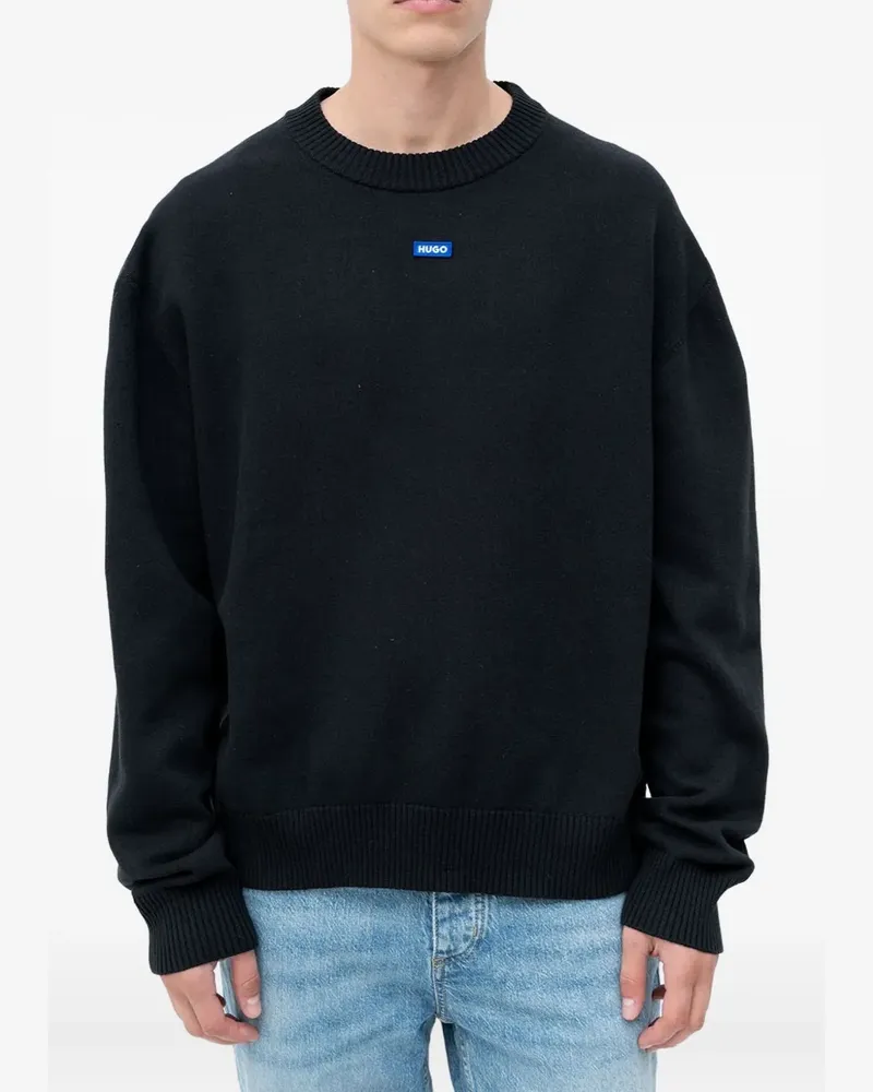 HUGO BOSS Sweatshirt mit Logo-Patch - Schwarz Schwarz