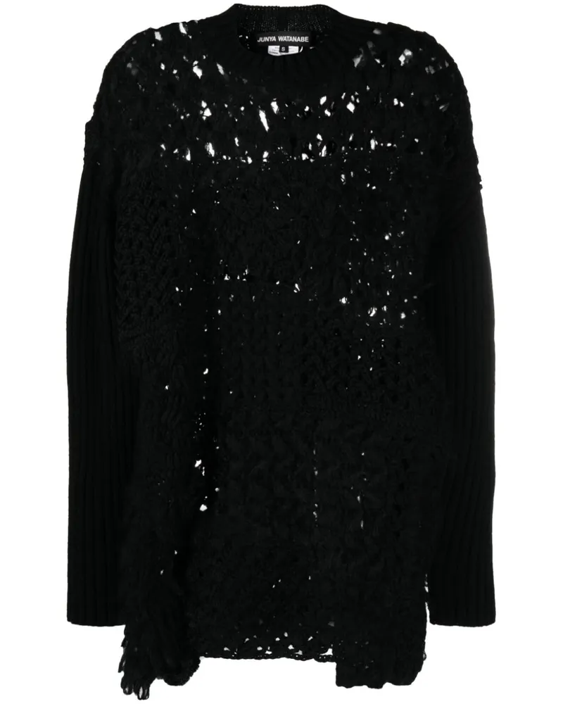 Junya Watanabe Pullover in Lochstrick - Schwarz Schwarz