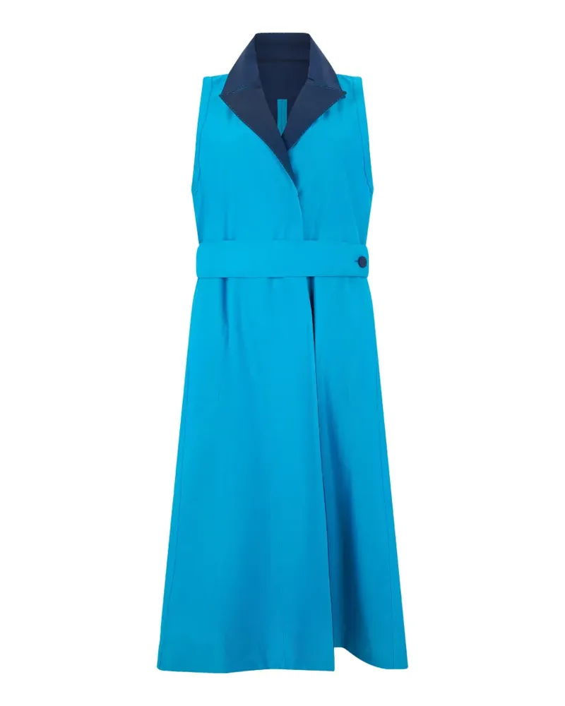 MOORER belted-sleeveless wrap dress - Blau Blau