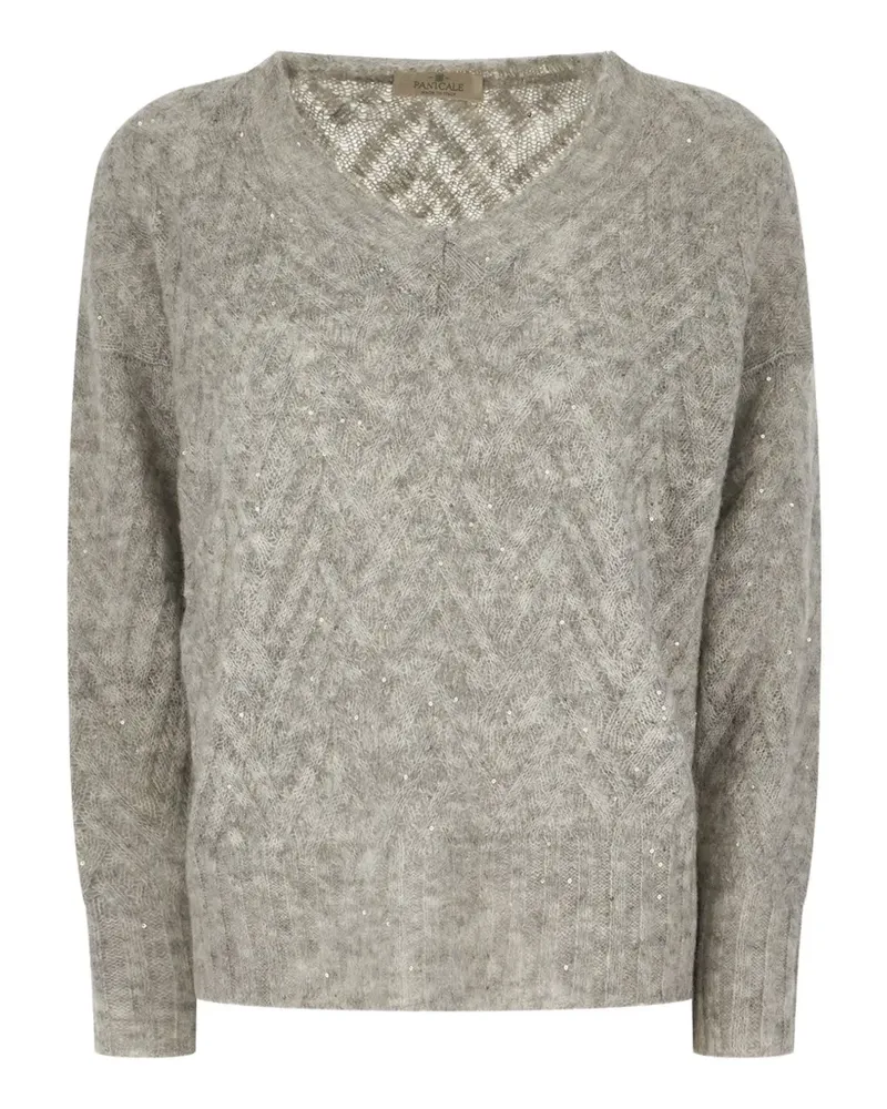 PANICALE Cashmere Pullover mit Pailletten und Zickzackmuster - Grau Grau