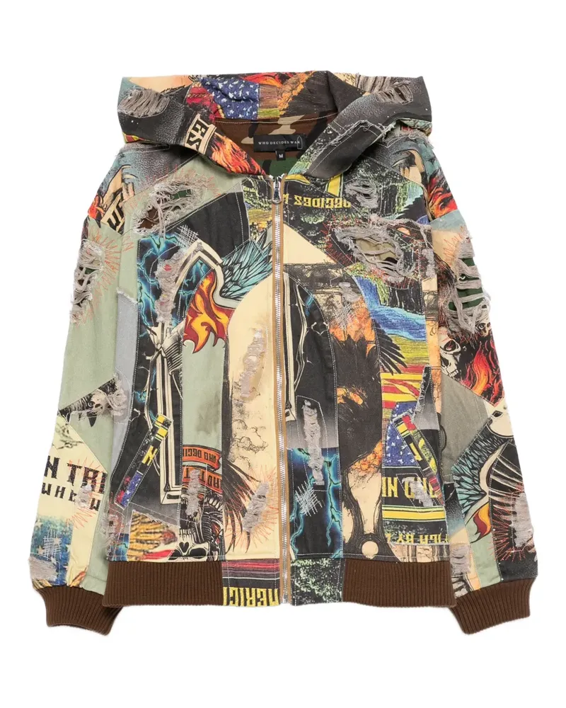 WHO DECIDES WAR patchwork zip-up jacket - Grün Grün