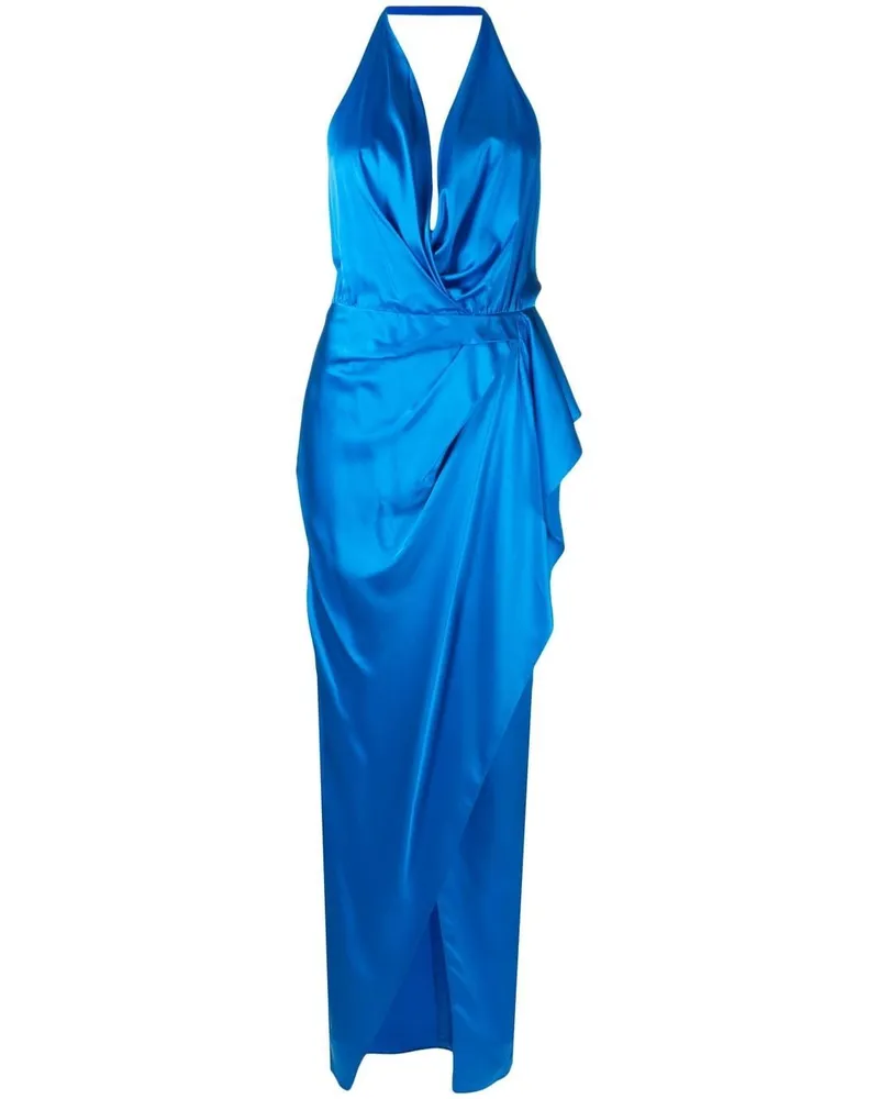 mason by michelle mason Neckholder-Abendkleid aus Satin Blau