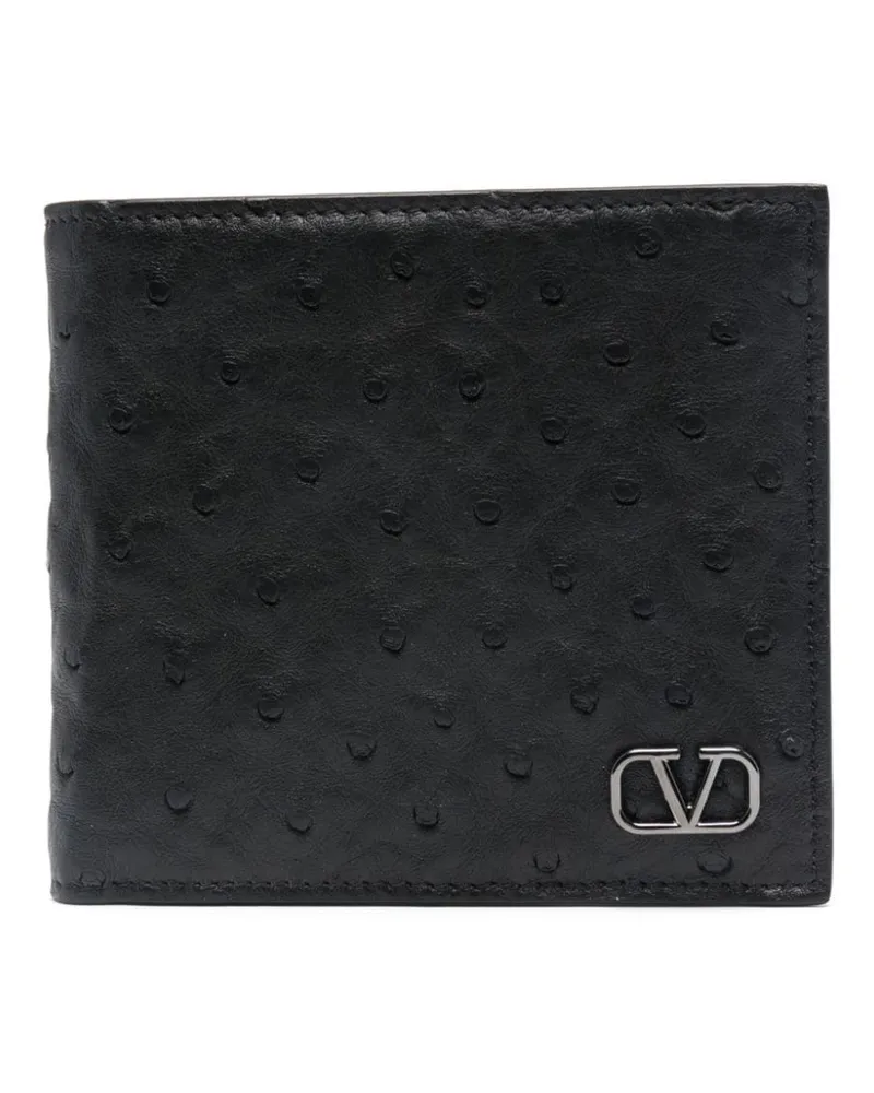 Valentino Garavani Portemonnaie mit Straußeneffekt - Schwarz Schwarz