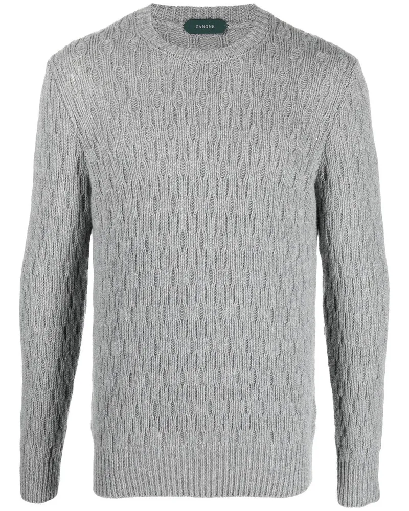 Zanone Pullover mit Zopfmuster Grau