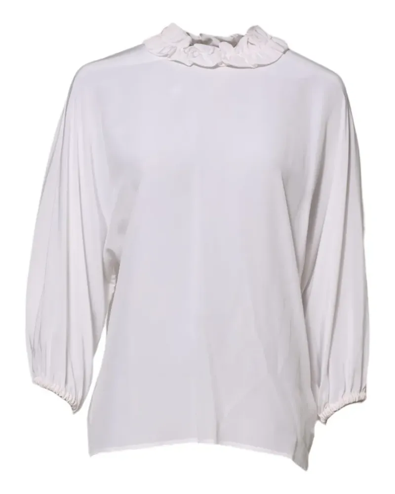 Dolce & Gabbana Seidenbluse mit Rüschenborten - Weiß Weiß