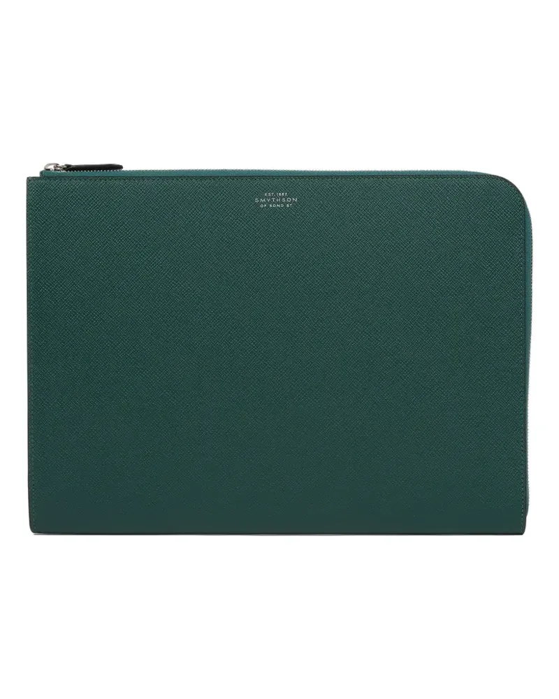 Smythson Kleine Panama Laptoptasche mit Reißverschluss - Grün Grün