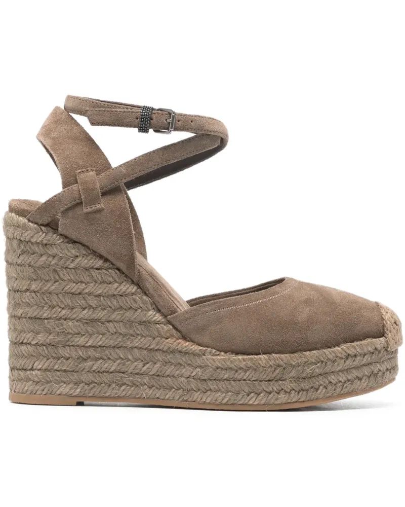 Brunello Cucinelli ankle-strap heeled espadrilles - Braun Braun