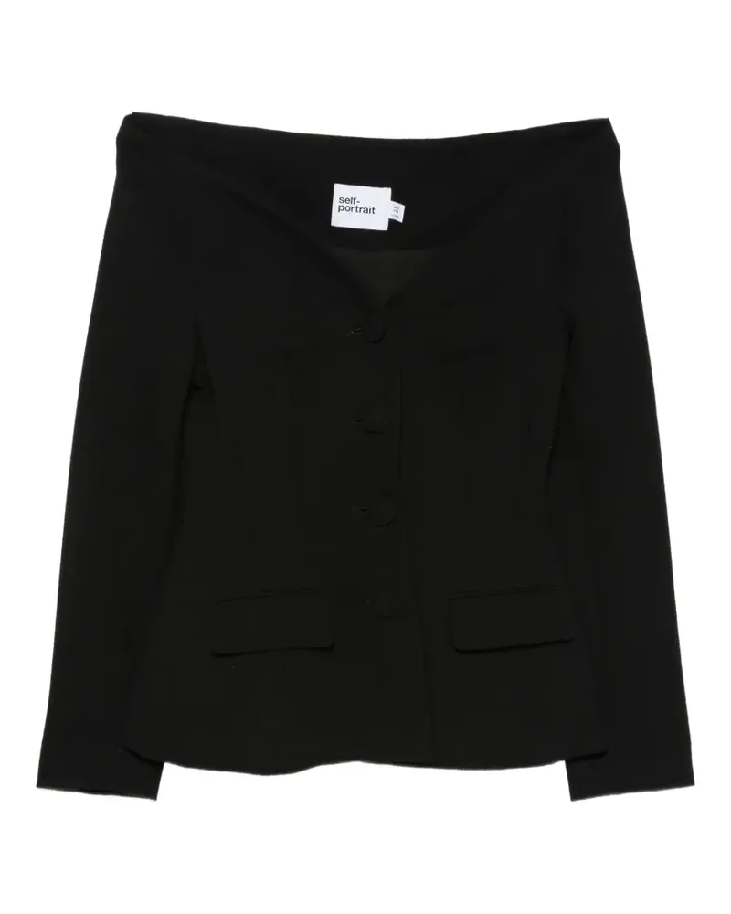 Self-Portrait Schulterfreie Jacke mit Knöpfen - Schwarz Schwarz