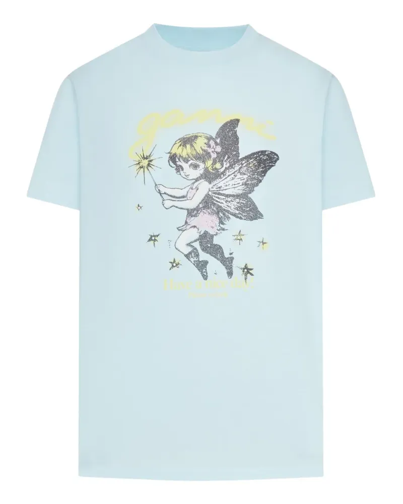 Ganni graphic-print T-shirt - Blau Blau