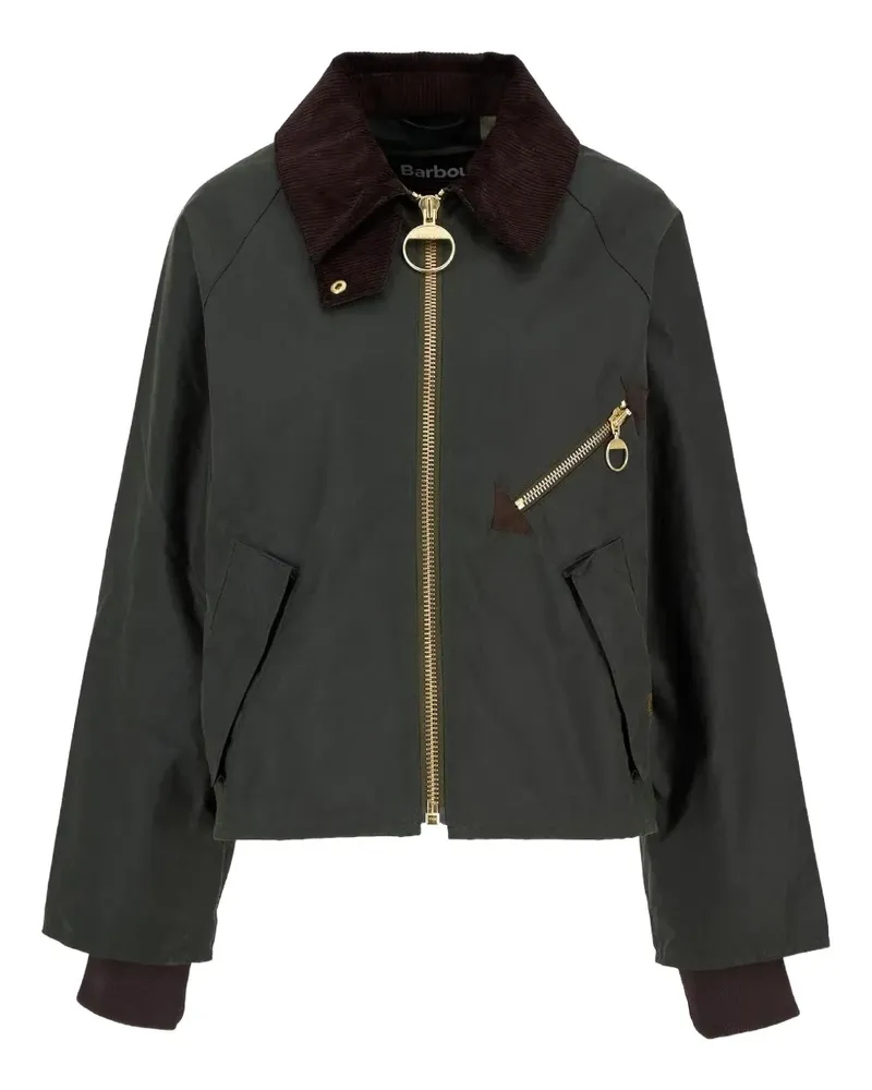Barbour Reißverschluss-Jacke mit Cordkragen - Grün Grün