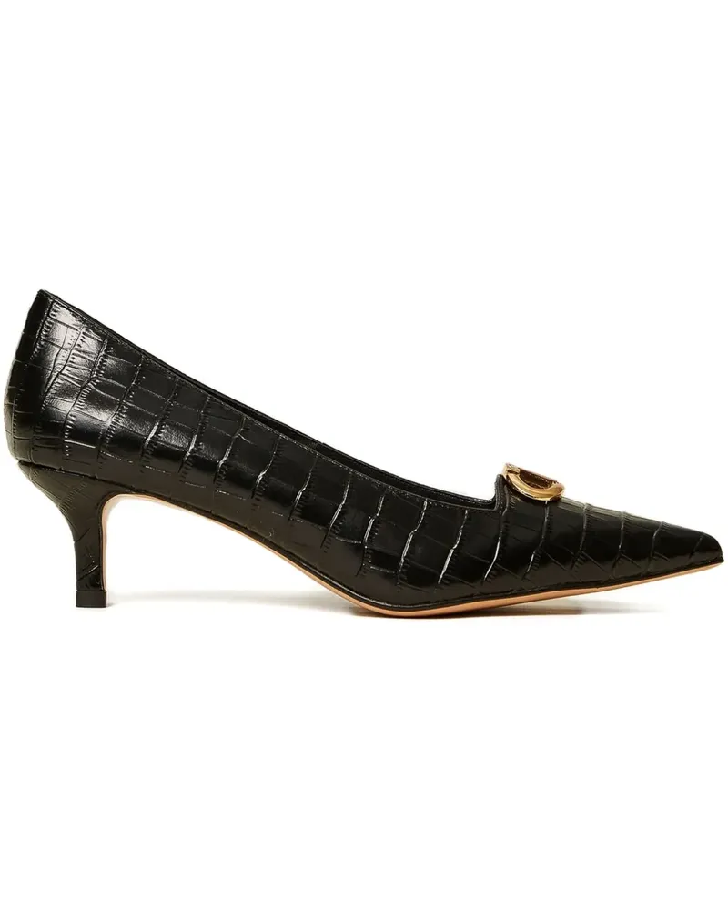 Twin-Set Oval T Pumps mit Kroko-Effekt 50mm - Schwarz Schwarz