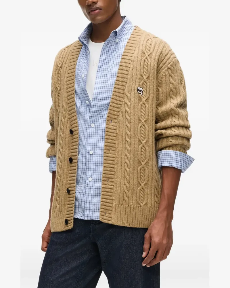 Karl Lagerfeld Ikon cable knit cardigan - Nude Nude