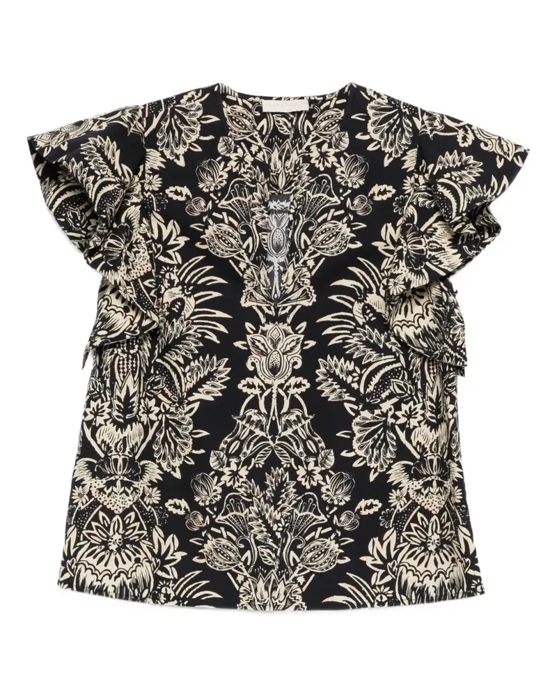 Ulla Johnson Severine Bluse mit Blumenmuster - Schwarz Schwarz