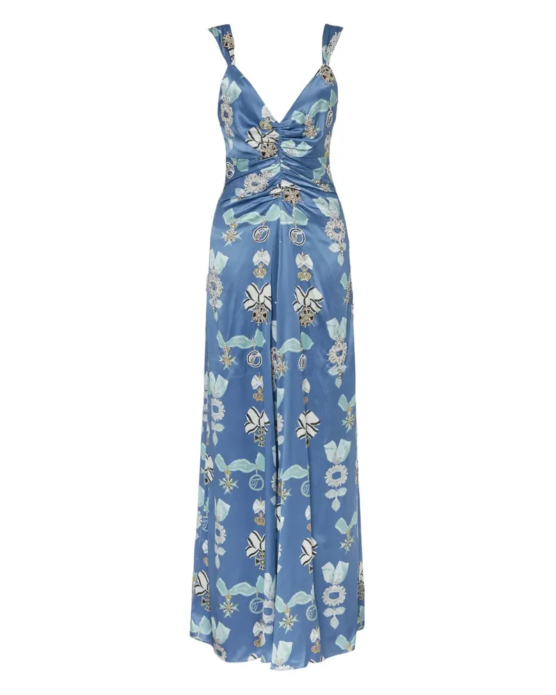 Temperley London Gerafftes Reina Maxikleid aus Seide - Blau Blau