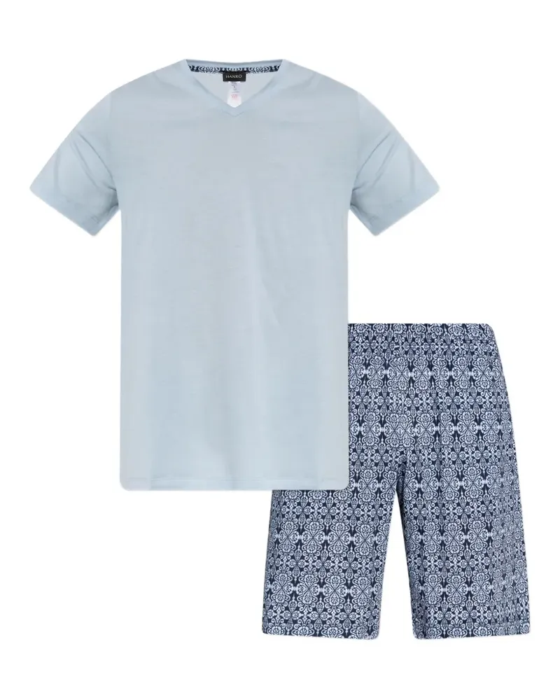 Hanro damask-pattern pyjama set - Blau Blau