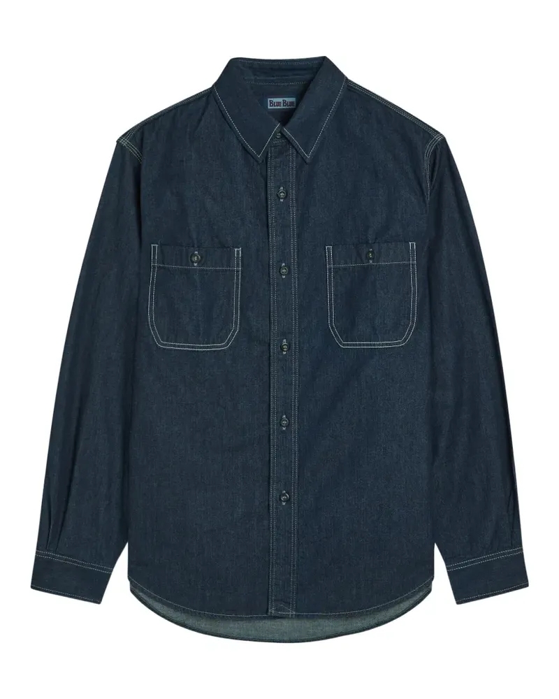 Blue Blue Japan contrast-stitch patch-pocket shirt - Blau Blau