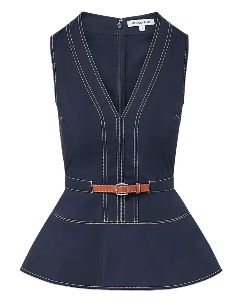 Veronica Beard belted V-neck top - Blau Blau