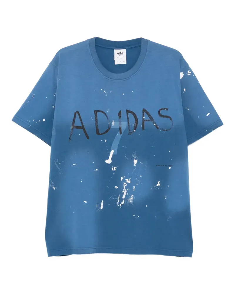adidas T-Shirt mit Farbklecks-Print - Blau Blau