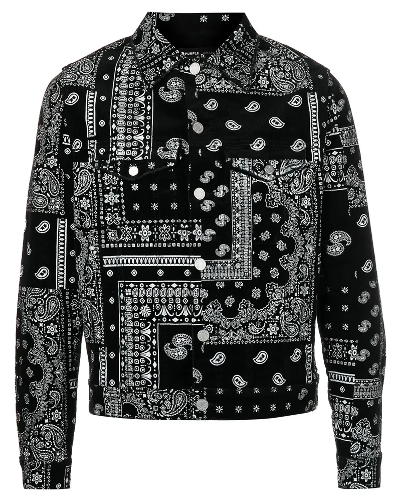 PURPLE BRAND Hemdjacke mit Paisleymuster - Schwarz Schwarz