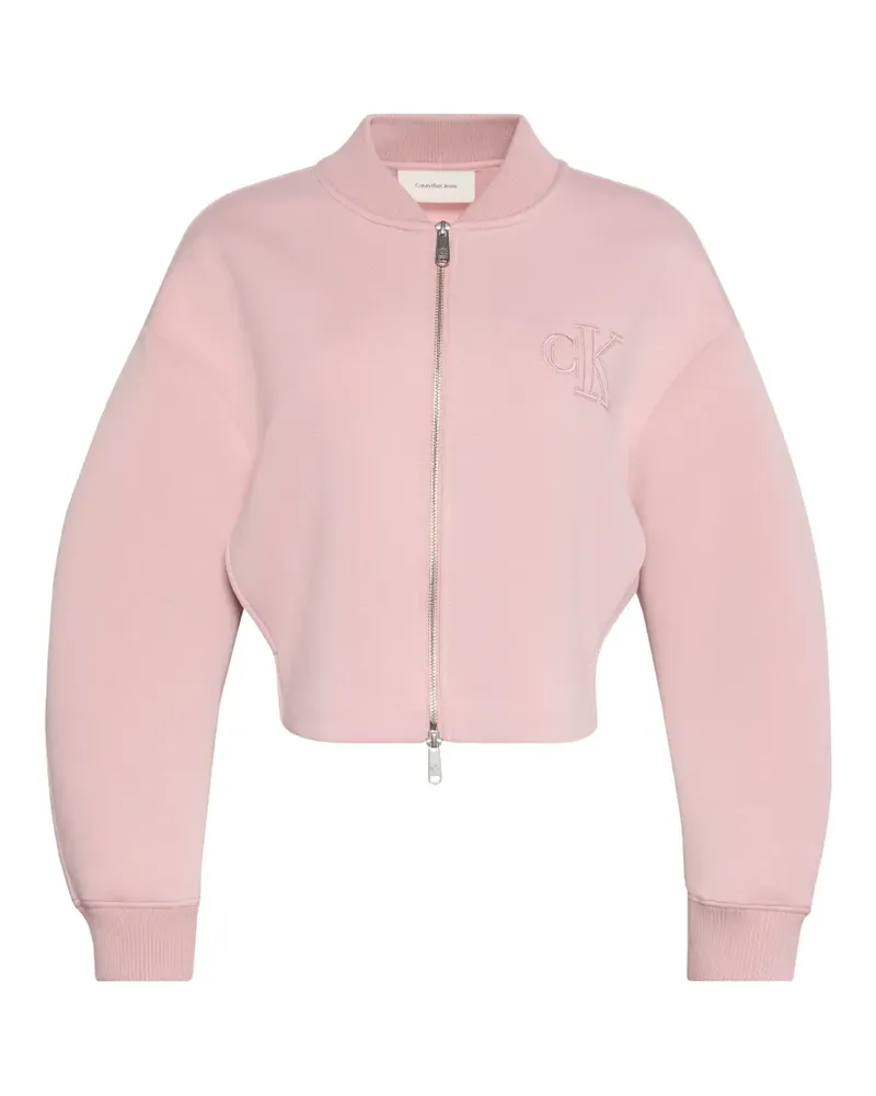Calvin Klein logo-embroidered cropped bomber jacket - Rosa Rosa