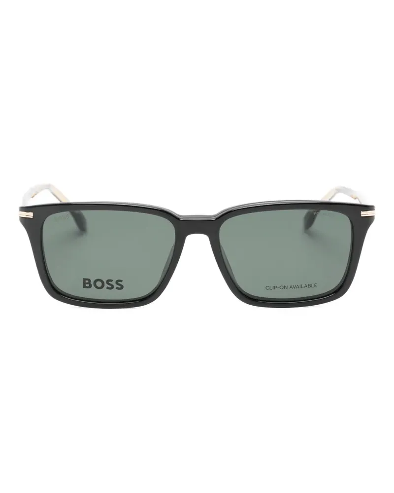 HUGO BOSS rectangle-frame clip-on glasses - Schwarz Schwarz