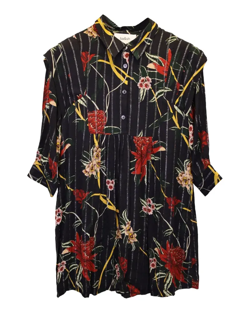 ba&sh floral-print striped mini dress - Schwarz Schwarz