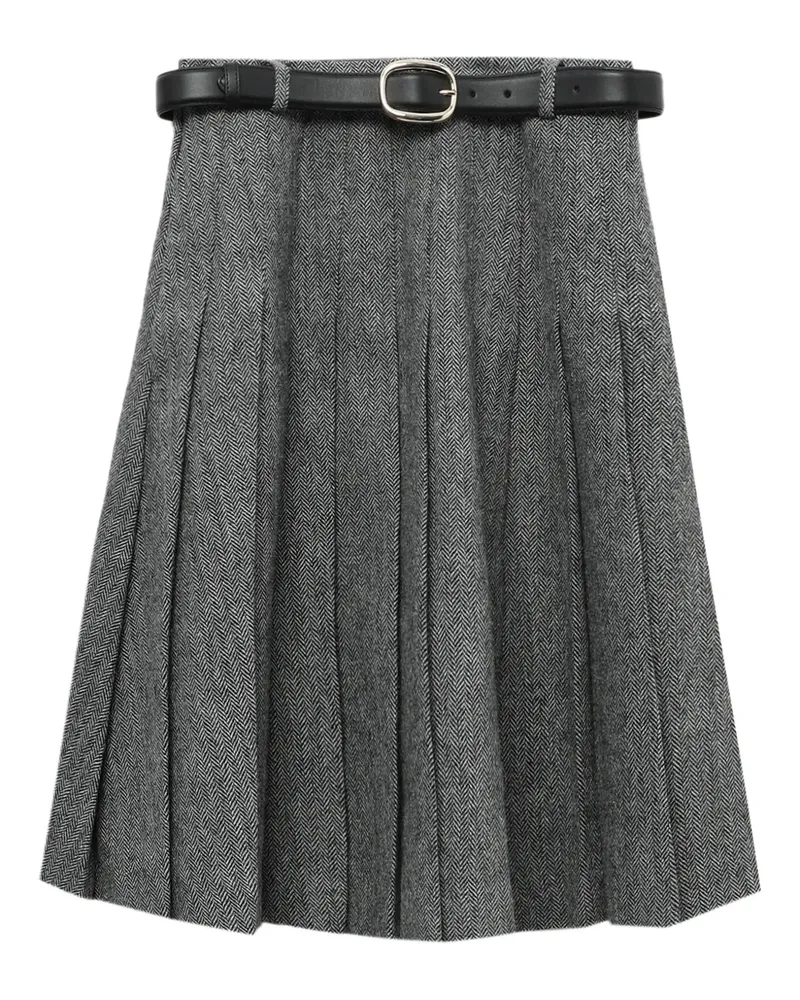 Self-Portrait pleated belted midi skirt - Grau Grau