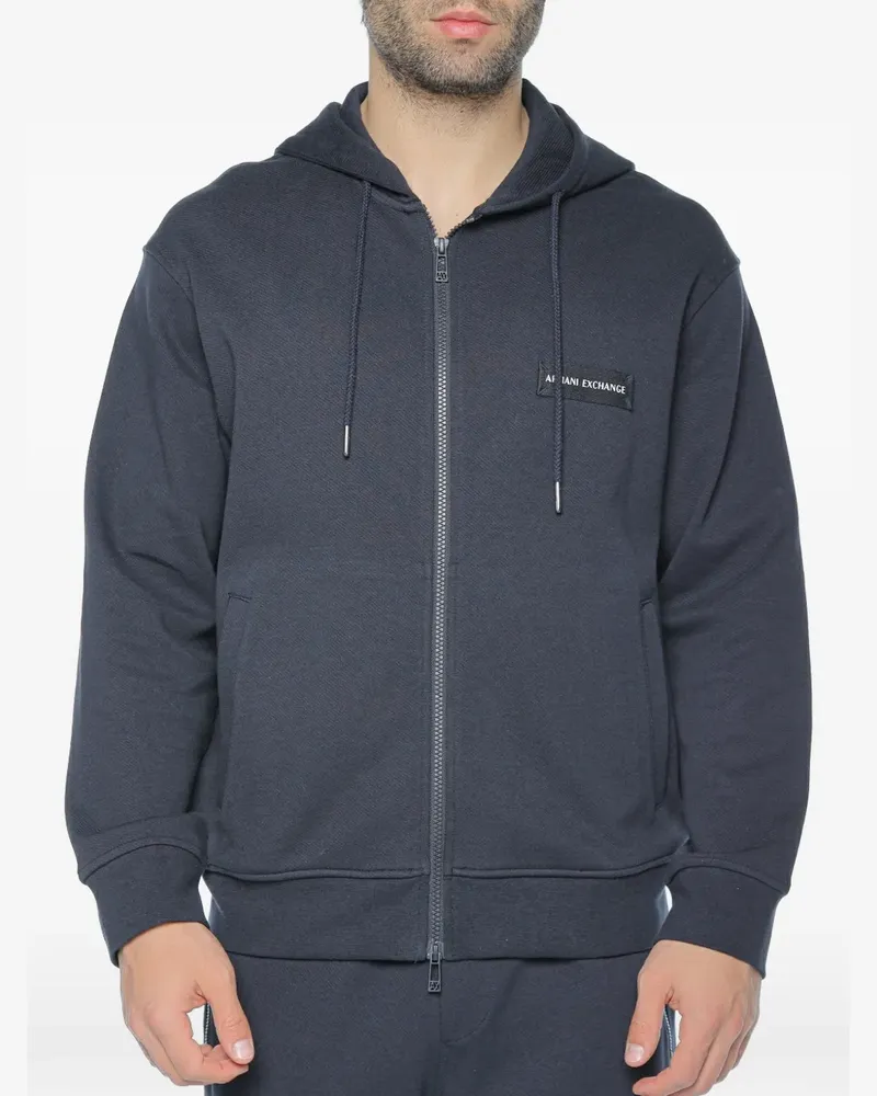 Armani Exchange logo-patch zip-up hoodie - Schwarz Schwarz