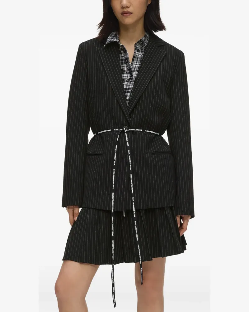 Karl Lagerfeld pinstripe belted blazer - Schwarz Schwarz