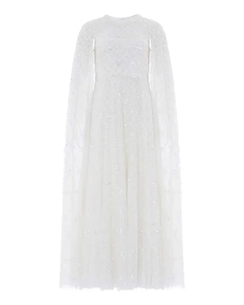 Needle & Thread sequin-embellished cape-style maxi dress - Weiß Weiß