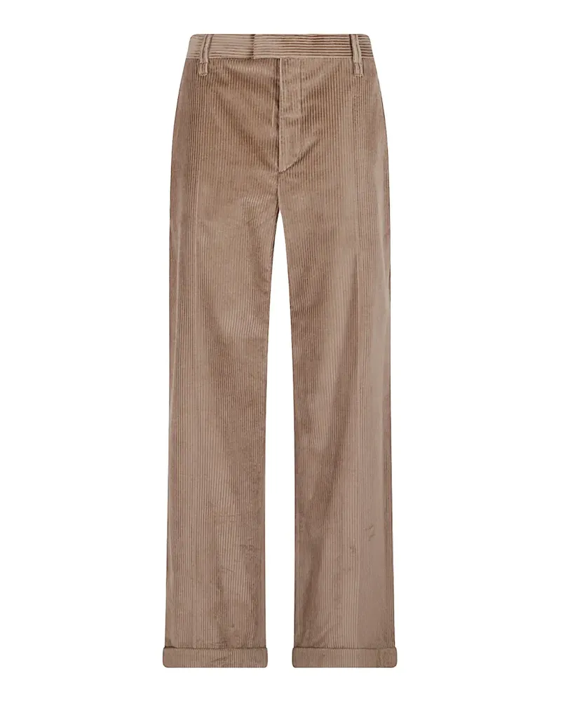 Brunello Cucinelli Hose in Cordoptik mit Umschlag - Braun Braun