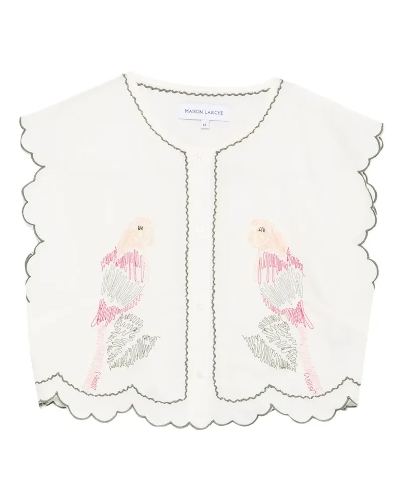 Maison Labiche Besticktes Oberteil mit Wellensaum - Nude Nude
