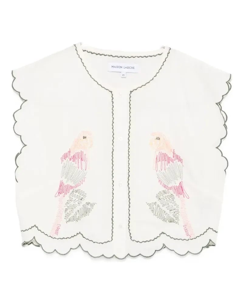 Maison Labiche embroidery scalloped top - Nude Nude