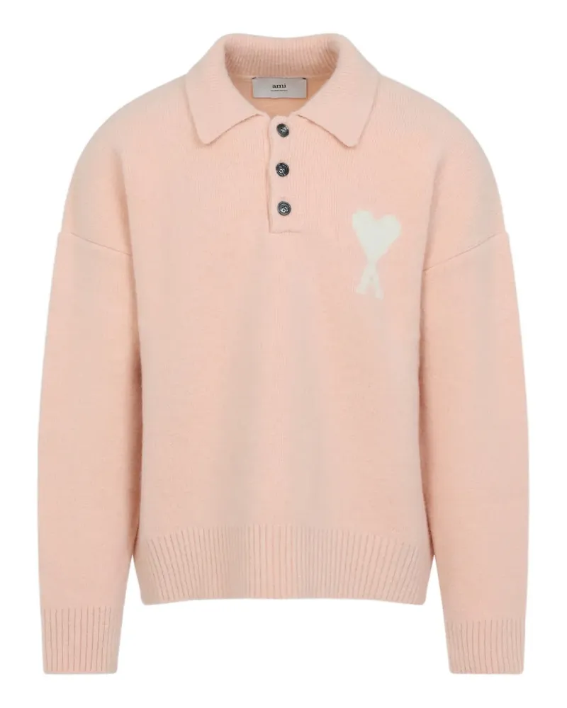 AMI Paris Geknöpftes Alpaka-Poloshirt - Rosa Rosa