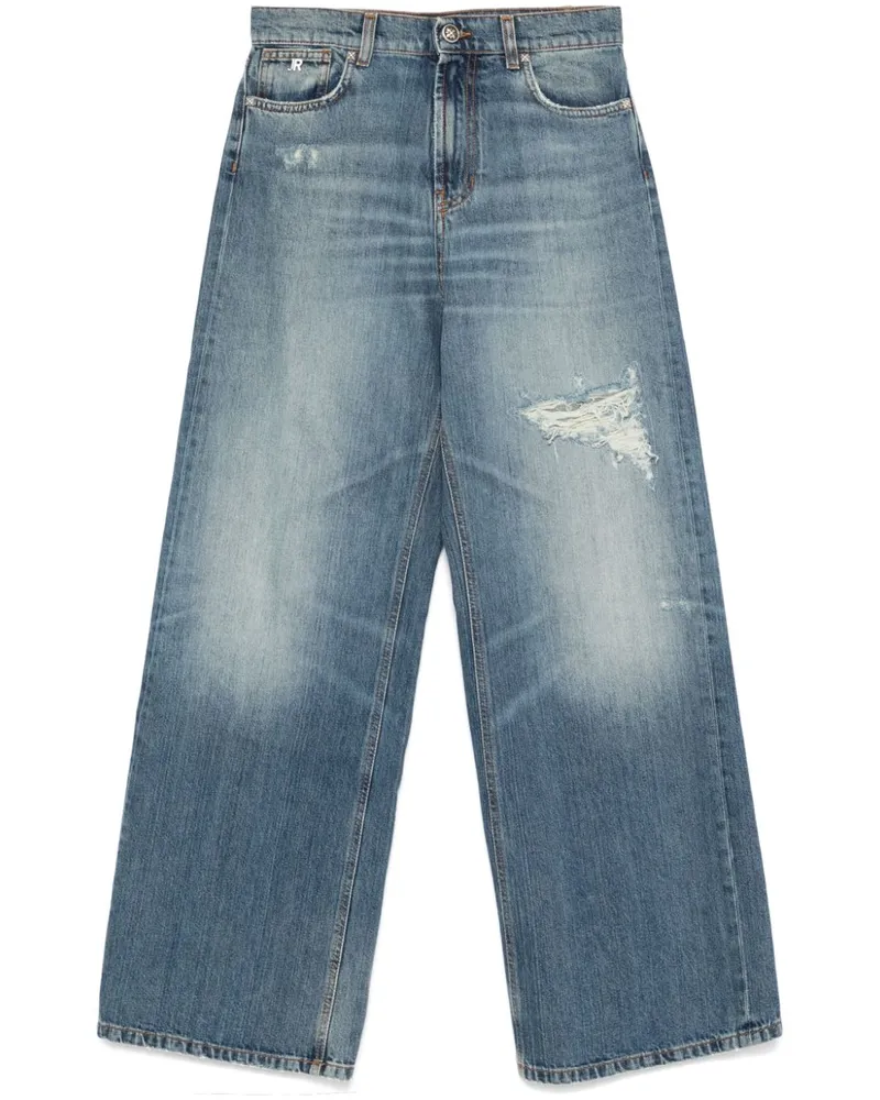 John Richmond Weite Jeans im Distressed-Look - Blau Blau