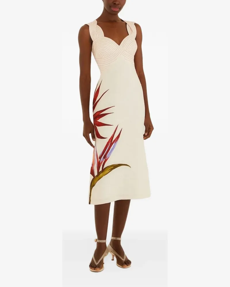 FARM Rio Geblümtes Kleid mit verdrehten Trägern - Nude Nude