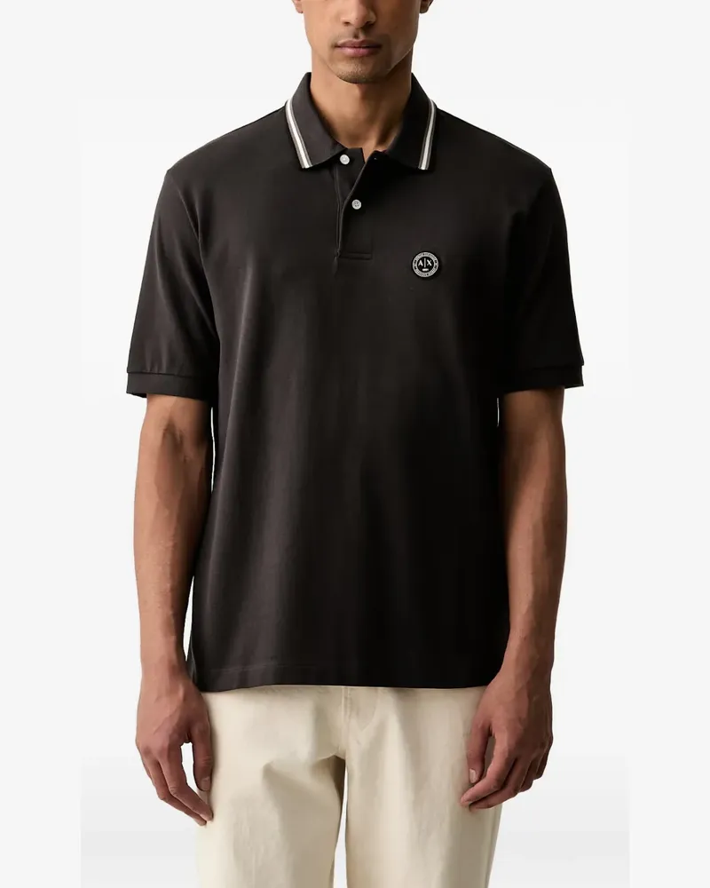 Armani Exchange logo-patch tipped polo shirt - Braun Braun