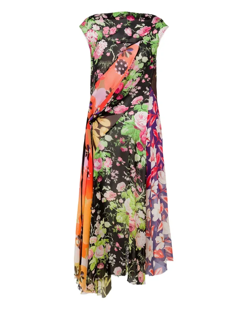 Moschino Asymmetrisches Kleid mit Blumen-Print - Schwarz Schwarz