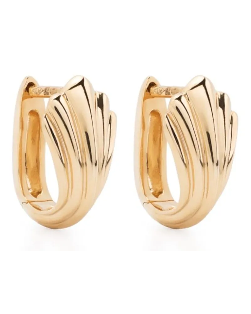 Lizzie Mandler 18kt Fluted Gelbgoldcreolen mit Diamanten Gold