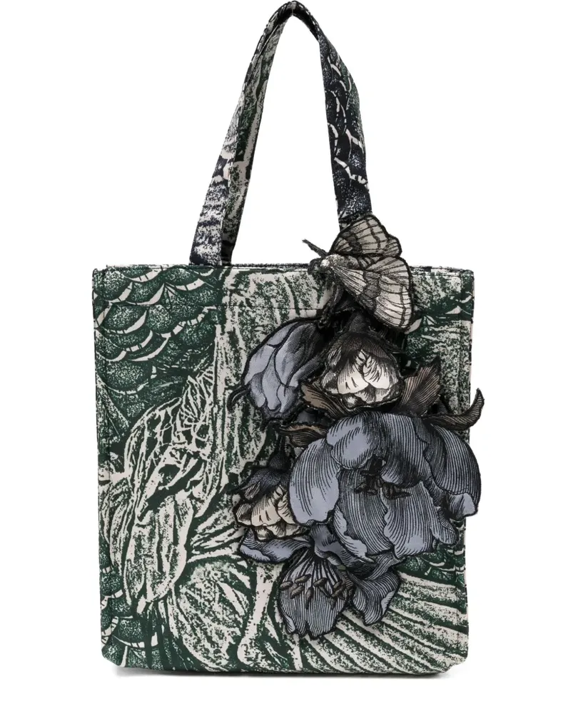 Biyan flower-print tote bag - Grün Grün