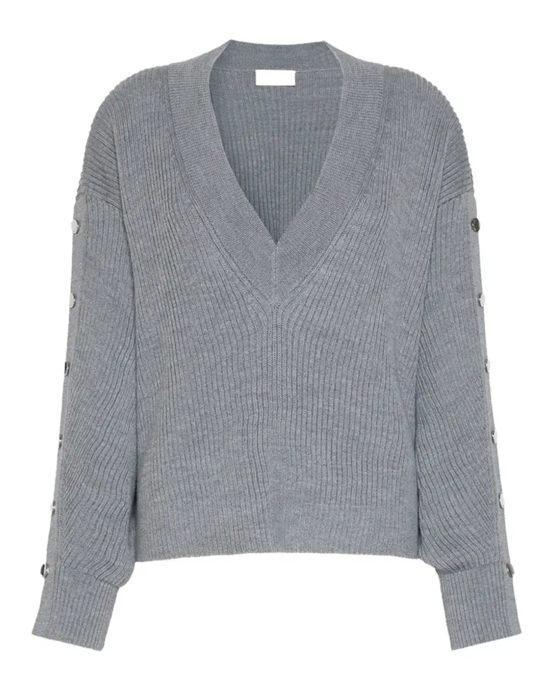 SPORTMAX Gerippter Strickpullover - Grau Grau
