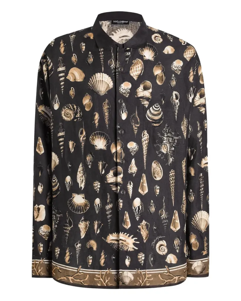 Dolce & Gabbana Hemd mit Muschel-Print - Braun Braun