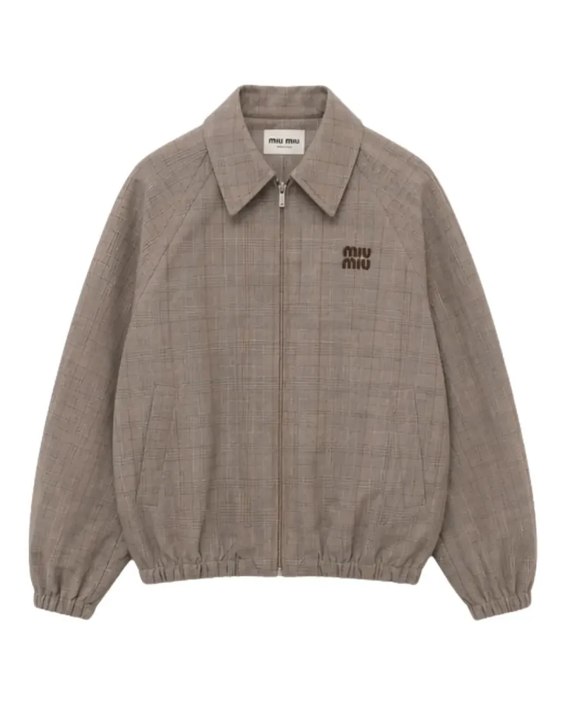 Miu Miu Karierte Prince of Wales Blousonjacke - Braun Braun