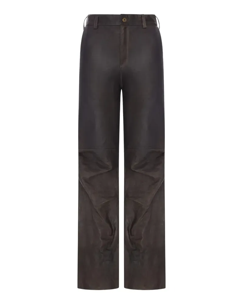 Salvatore Santoro straight-leg leather trousers - Braun Braun