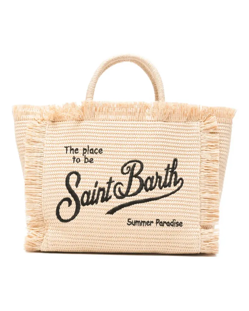 MC2 Saint Barth Colette embroidered fringed tote bag - Nude Nude