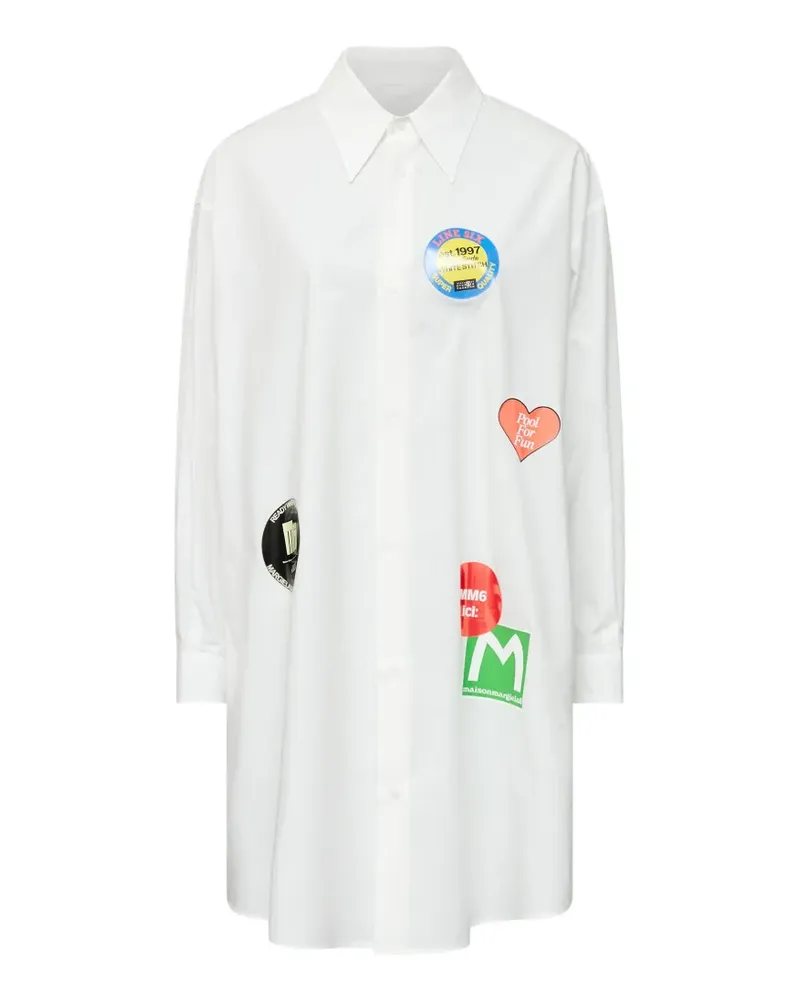 Maison Margiela sticker-print cotton poplin dress - Weiß Weiß